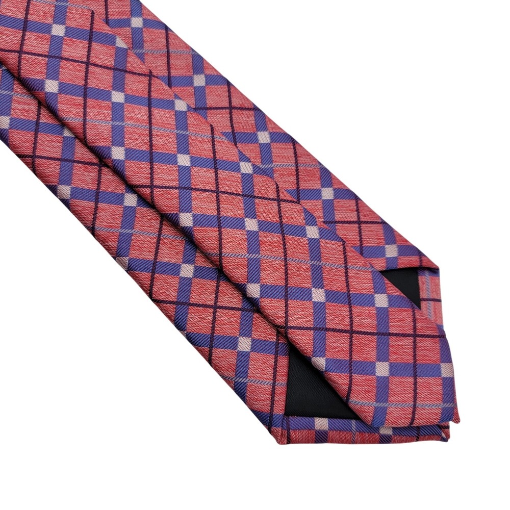 Perry Ellis Portfolio Red Purple Plaid Mens Necktie 100% Polyester - Picture 9 of 11